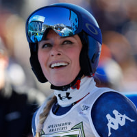 Lindsey Vonn (USA) participates in the AUDI FIS Ski World Cup 2024/25 - Downhill - Women at Olympia delle Tofane Slope in Cortina d'Ampezzo, Italy, on January 18, 2025. (Photo by Mattia Radoni/NurPhoto via Getty Images)