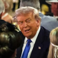 US President Donald Trump at a Halloween party at his Mar-a-Lago residence.