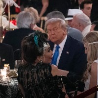 US President Donald Trump at a Halloween party at his Mar-a-Lago residence.