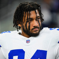 Marshawn Kneeland of the Dallas Cowboys prior to a game in 2024.
