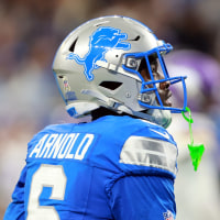 DETROIT,MICHIGAN-November2: Cornerback Terrion Arnold (6) of the Detroit Lions walks on the field after a play during an NFL football game between the Minnesota Vikings and the Detroit Lions in Detroit, Michigan USA, on Sunday, November 2, 2025. (Photo by Amy Lemus/NurPhoto via Getty Images)