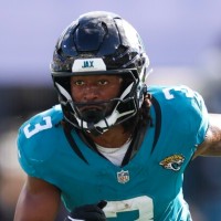 JACKSONVILLE, FLORIDA - DECEMBER 14: Jakobi Meyers #3 of the Jacksonville Jaguars runs a route during an NFL 2025 game against the New York Jets at Everbank Stadium on December 14, 2025 in Jacksonville, Florida. (Photo by Logan Bowles/Getty Images)