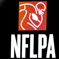 BLOOMINGTON, MN - FEBRUARY 01: NFLPA Logo during the NFLPA Press Conference on February 1, 2018, at the Mall of America, in Bloomington, MN. (Photo by Rich Graessle/Icon Sportswire via Getty Images)