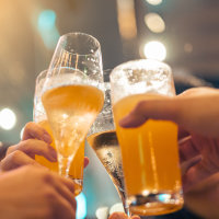 Corporate co-workers having drinks after meeting