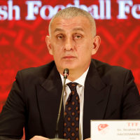 ISTANBUL, TÜRKİYE – DECEMBER 9: Turkish Football Federation (TFF) President İbrahim Ethem Hacıosmanoğlu addressed recent controversies and ongoing debates in Turkish football, calling for unity, fairness, and a renewed sense of responsibility within the football community on December 9, 2025 in Istanbul, Türkiye. (Photo by Samet Yalcin/ dia images via Getty Images)