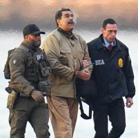 Nicolas Maduro and his wife, Cilia Flores, in handcuffs after landing at a Manhattan helipad, escorted by heavily armed Federal agents as they make their way into an armored car en route to a Federal courthouse in Manhattan on Jan. 5, 2026 in New York.