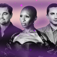 collage of leonardo dicaprio, cynthia erivo and timothee chalamet 