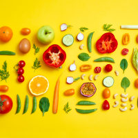 Colourful food conceptual still life