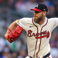 Jun 4, 2025; Atlanta, Georgia, USA; Atlanta Braves starting pitcher Chris Sale (51) throws against the Arizona Diamondbacks in the first inning at Truist Park. Mandatory Credit: Brett Davis-Imagn Images