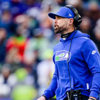 SEATTLE, WASHINGTON - NOVEMBER 30: Safeties coach Jeff Howard of the Seattle Seahawks directs his players during the third quarter of the game against the Minnesota Vikings at Lumen Field on November 30, 2025 in Seattle, Washington. (Photo by Jane Gershovich/Getty Images)