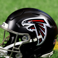 ATLANTA, GA - JANUARY 04: A Falcons helmet on the turf during the week 18 NFL game between the Atlanta Falcons and the New Orleans Saints on Sunday January 4, 2026 at the Mercedes-Banz Stadium in Atlanta, Georgia. (Photo by David J. Griffin/Icon Sportswire via Getty Images)