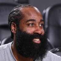 INGLEWOOD, CA - JANUARY 25: James Harden #1 of the Los Angeles Clippers smiles before the game against the Brooklyn Nets on January 25, 2026 at Intuit Dome in Los Angeles, California. NOTE TO USER: User expressly acknowledges and agrees that, by downloading and/or using this Photograph, user is consenting to the terms and conditions of the Getty Images License Agreement. Mandatory Copyright Notice: Copyright 2026 NBAE (Photo by Juan Ocampo/NBAE via Getty Images)