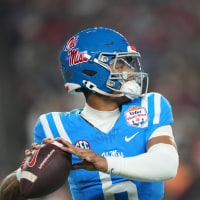 College Football: Fiesta Bowl: Ole Miss QB Trinidad Chambliss (6) in action, passes vs Miami at State Farm Stadium. Glendale, AZ 1/8/2026CREDIT: Erick W. Rasco (Photo by Erick W. Rasco/Sports Illustrated via Getty Images) (Set Number: X164814 TK1)