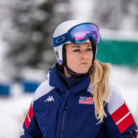 Lindsey Vonn of Team United States during the course inspection before the Downhill Training of the Milano Cortina 2026 Winter Olympic Games at Tofane Alpine Skiing Centre on February 6, 2026.