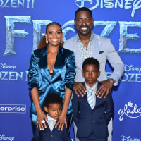 Ryan Michelle Bathe and Sterling K. Brown with their children at the 2019 premiere of Disney's "Frozen 2".