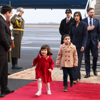 U.S. Vice President JD Vance, second lady Usha Vance, along with their children Mirabel and Vivek. Not shown is son Ewan.