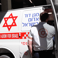 Magen David Adom ambulance at the dispatch unit in Ramla, Israel.