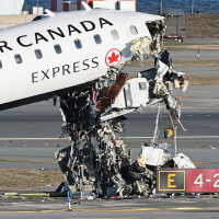 Image: *** BESTPIX *** Air Canada Express Plane Collides With Fire Truck At LaGuardia Airport