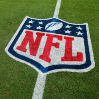 JACKSONVILLE, FLORIDA - AUGUST 9: A detail of a NFL Shield logo painted on the field prior to a NFL Preseason 2025 game between the Pittsburgh Steelers and Jacksonville Jaguars at Everbank Stadium on August 9, 2025 in Jacksonville, Florida.  (Photo by Logan Bowles/Getty Images)