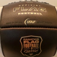 LOS ANGELES, CA - MARCH 20: Official Flag Football IFAF game ball during the Fanatics Flag Football Classic Press Conference & Practice on March 20, 2026, at BMO Stadium in Los Angeles, CA. (Photo by Jevone Moore/Icon Sportswire via Getty Images)