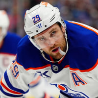 Mar 10, 2026; Denver, Colorado, USA; Edmonton Oilers center Leon Draisaitl (29) during the first period against the Colorado Avalanche at Ball Arena. Mandatory Credit: Ron Chenoy-Imagn Images