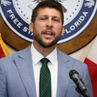Florida Attorney General James Uthmeier, shown here during a July news conference, is decrying the use of vouchers at schools that "promote sharia law." (Rich Pope/Orlando Sentinel/Tribune News Service via Getty Images)