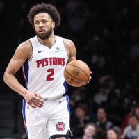 Mar 10, 2026; Brooklyn, New York, USA; Detroit Pistons guard Cade Cunningham (2) at Barclays Center. Mandatory Credit: Wendell Cruz-Imagn Images