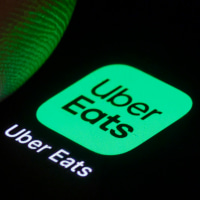 The logo of Uber Eats seen on a phone.