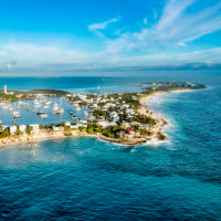 An aerial view of Hope Town, Great Abaco Island, Bahamas in 2022.