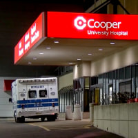 Cooper University Hospital in April 2026, in Camden, NJ.