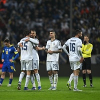 Italy's players react during their loss to Bosnia in a World Cup qualifier against Bosnia on March 31, 2026.