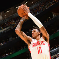 Jabari Smith Jr. of the Houston Rockets shoots a three-pointer 