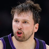 Apr 2, 2026; Oklahoma City, Oklahoma, USA; Los Angeles Lakers guard Luka Doncic (77) reacts after a play against the Oklahoma City Thunder during the second half at Paycom Center. Mandatory Credit: Alonzo Adams-Imagn Images