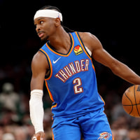 BOSTON, MASSACHUSETTS - MARCH 25: Shai Gilgeous-Alexander #2 of the Oklahoma City Thunder dribbles against the Boston Celtics during the second half at TD Garden on March 25, 2026 in Boston, Massachusetts. The Celtics defeat the Thunder 119-109. NOTE TO USER: User expressly acknowledges and agrees that, by downloading and/or using this Photograph, user is consenting to the terms and conditions of the Getty Images License Agreement. (Photo by Maddie Meyer/Getty Images)