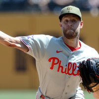 May 17, 2026; Pittsburgh, Pennsylvania, USA; Philadelphia Phillies starting pitcher Zack Wheeler (45) delivers pitch against the Pittsburgh Pirates during the first inning at PNC Park. Mandatory Credit: Charles LeClaire-Imagn Images