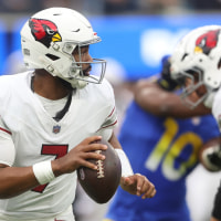 INGLEWOOD, CALIFORNIA - JANUARY 04: Jacoby Brissett #7 of the Arizona Cardinals looks to pass during a game against the Los Angeles Rams at SoFi Stadium on January 04, 2026 in Inglewood, California. (Photo by Sean M. Haffey/Getty Images)