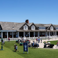 Jun 15, 2026; Southampton, New York, USA; General view of the clubhouse at Shinnecock Hills Golf Club during a practice round for the U.S. Open golf tournament. Mandatory Credit: Bill Streicher-Imagn Images