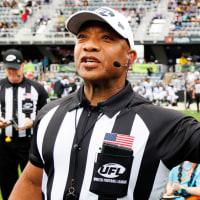 LOUISVILLE, KENTUCKY - MAY 24: UFL referee announces that the Louisville Kings have won the coin toss ahead of the game against the Dallas Renegades at Lynn Family Stadium on May 24, 2026 in Louisville, Kentucky. (Photo by Caleb Bowlin/UFL/Getty Images)