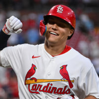 May 19, 2026; St. Louis, Missouri, USA; St. Louis Cardinals second baseman JJ Wetherholt (26) reacts after hitting a two run home run against the Pittsburgh Pirates during the third inning at Busch Stadium. Mandatory Credit: Jeff Curry-Imagn Images