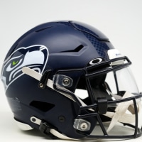 Jan 29, 2026; Santa Clara, California, USA; A Seattle Seahawks Riddell speedflex helmet. Mandatory Credit: Kirby Lee-Imagn Images