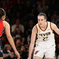 WASHINGTON, D.C. - JUNE 8: Caitlin Clark #22 of the Indiana Fever dribbles the ball during the game against the Washington Mystics on June 8, 2026 at CareFirst Arena in Washington, D.C. NOTE TO USER: User expressly acknowledges and agrees that, by downloading and or using this photograph, User is consenting to the terms and conditions of the Getty Images License Agreement. Mandatory Copyright Notice: Copyright 2026 NBAE(Photo by Stephen Gosling/NBAE via Getty Images)