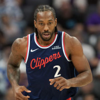 Apr 5, 2026; Sacramento, California, USA; LA Clippers forward Kawhi Leonard (2) during the first quarter against the Sacramento Kings at Golden 1 Center. Mandatory Credit: Darren Yamashita-Imagn Images