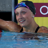 IRVINE, CALIFORNIA - JULY 29: Isabelle Stadden react to a first place finish in the women's 200 meter backstroke final on Day 2 of the Toyota National Championships at William Woollett, Jr. Aquatics Center on July 29, 2026 in Irvine, California. (Photo by Harry How/Getty Images)