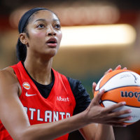 COLLEGE PARK, GEORGIA - JULY 13: Angel Reese #5 of the Atlanta Dream shoots from the line during the third quarter against the Los Angeles Sparks at Gateway Center Arena on July 13, 2026 in College Park, Georgia. NOTE TO USER: User expressly acknowledges and agrees that, by downloading and or using this photograph, User is consenting to the terms and conditions of the Getty Images License Agreement. (Photo by Todd Kirkland/Getty Images)