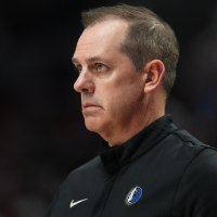 PORTLAND, OREGON - MARCH 27: Assistant Coach Frank Vogel of the Dallas Mavericks looks on during the second half against the Portland Trail Blazers at Moda Center on March 27, 2026 in Portland, Oregon. NOTE TO USER: User expressly acknowledges and agrees that, by downloading and or using this photograph, User is consenting to the terms and conditions of the Getty Images License Agreement. (Photo by Soobum Im/Getty Images)