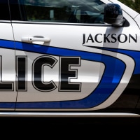 The side door of a Jackson Police car
