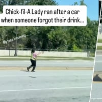 An unnamed worker on the run for a customer.
