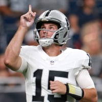 HOUSTON, TEXAS - AUGUST 20: Fernando Mendoza #15 of the Las Vegas Raiders gestures during the first quarter of the game against the Houston Texans at NRG Stadium on August 20, 2026 in Houston, Texas. (Photo by Kenneth Richmond/Getty Images)