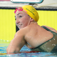 GLASGOW, SCOTLAND - JULY 28: Lani Pallister of Team Australia celebrates after winning the gold medal during the Women's 800m Freestyle Fastest Heat on day five of the Glasgow 2026 Commonwealth Games at Tollcross International Swimming Centre on July 28, 2026 in Glasgow, Scotland. (Photo by Adam Pretty/Getty Images)