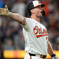 BALTIMORE, MARYLAND - AUGUST 19: Pete Alonso #25 of the Baltimore Orioles reacts during a review in the seventh inning against the New York Yankees at Oriole Park at Camden Yards on August 19, 2026 in Baltimore, Maryland. The review resulted in the play being a foul ball. (Photo by Greg Fiume/Getty Images)